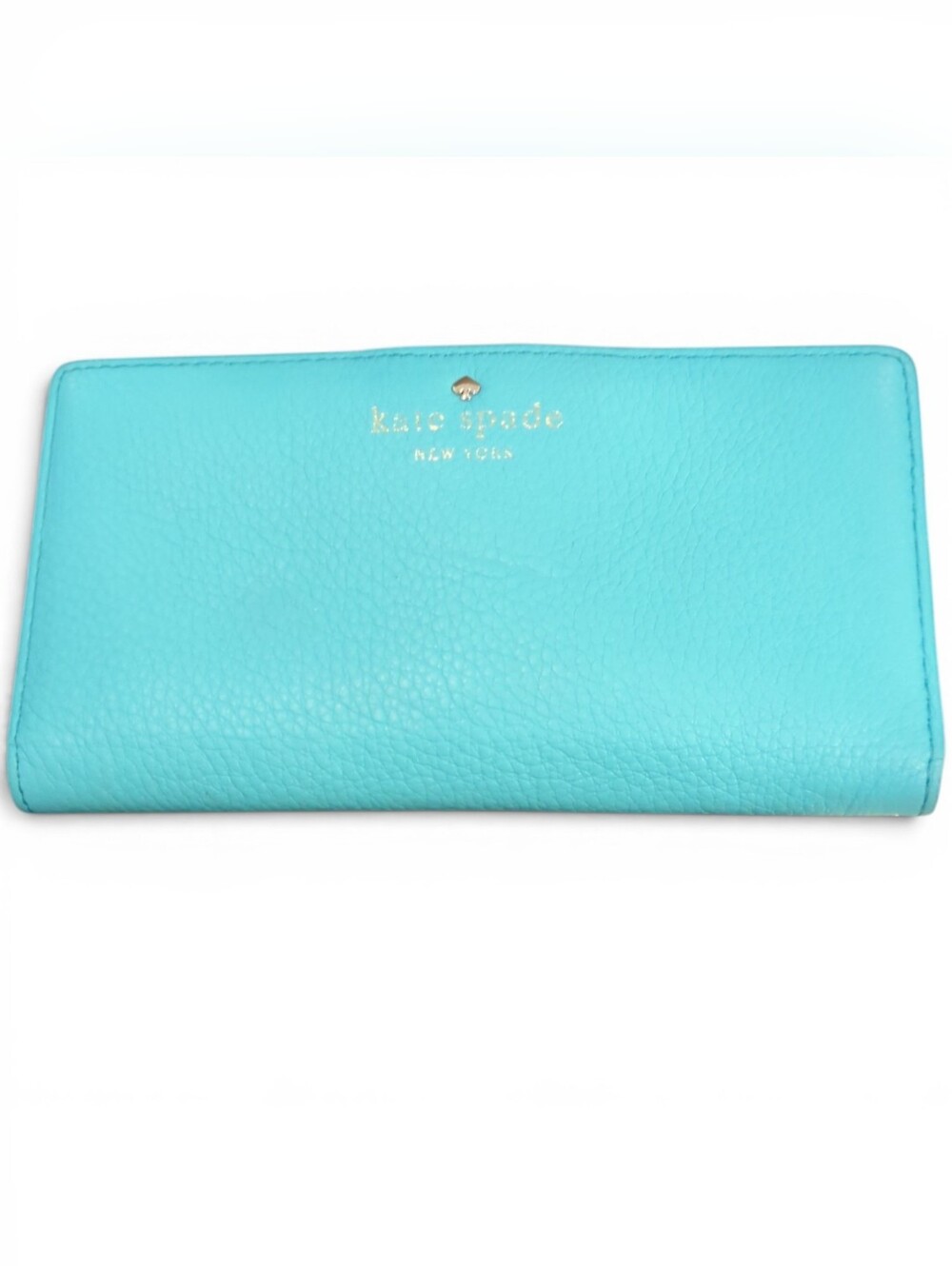 EUC kate spade Pebbled leather Long Bifold Wallet In Tiffany Blue